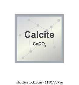 Vector Symbol Of Calcite (CaCO3) From The Mohs Scale Of Mineral Hardness On The Background From Connected Molecules