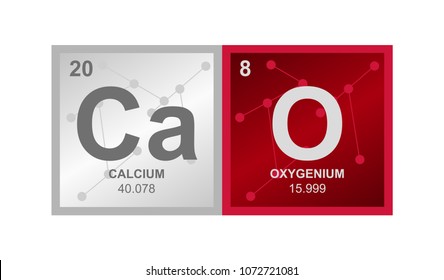 Vector symbol of calcium oxide on the background from connected molecules