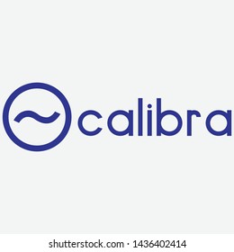 Vector symbol calibra based on blockchain technology. Cryptocurrency and bitcoin logotype illustration