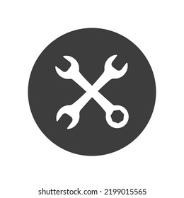 Servicio de coches con símbolo vector. Llave con texto. retro Aislado sobre fondo blanco. Logotipo mecánico de puños con llave.