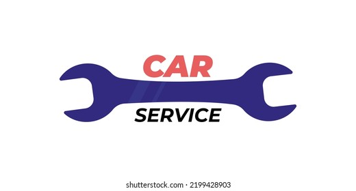 Vector symbol car service. Wrench logo with text. Isolated on white background. Wrench Fist Mechanic Logo.