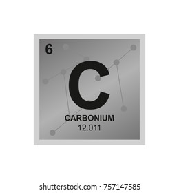 Vector symbol of Carbon from the Periodic Table of the elements on the background from connected molecules