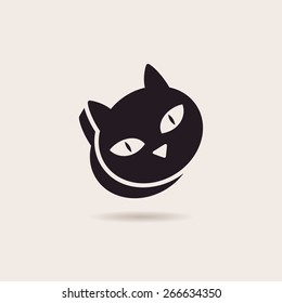 Vector symbol cat food. Stylized illustration silhouette icon