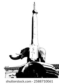 Vector of the symbol of Catania, elephant with obelisk, called u liotru