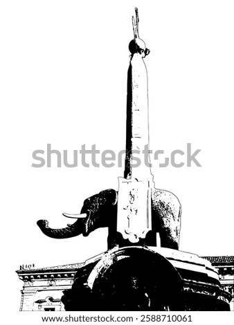 Vector of the symbol of Catania, elephant with obelisk, called u liotru