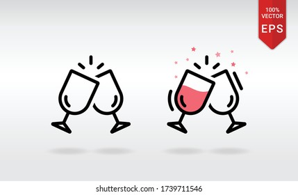 vector symbol of celebration toast icon set