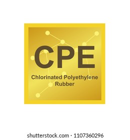 Vector symbol of Chlorinated Polyethylene Rubber (CPE) polymer on the background from connected macromolecules