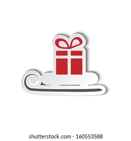 Vector symbol of Christmas, sleigh with gift for business offer