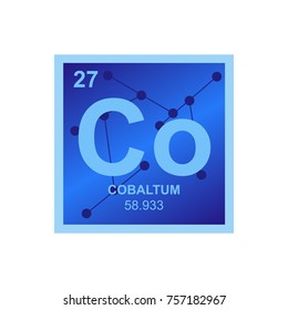 Vector symbol of Cobalt from the Periodic Table of the elements on the background from connected molecules