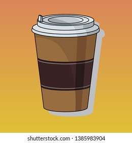Vector symbol of coffee cup. Icon of take away coffee cup. Cartoon design element for pollution environment and ecology. Vector symbol. Image for theme zero waste, separate garbage