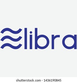 Vector symbol coin libra based on blockchain technology. Minimal icon of money coin currency libra in abstract style. Cryptocurrency and bitcoin logotype illustration