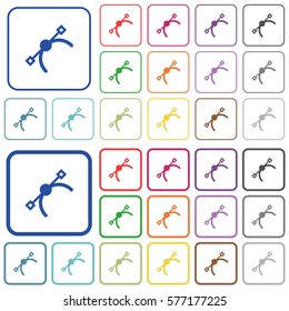 Vector symbol color flat icons in rounded square frames. Thin and thick versions included.