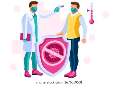 Vector Symbol of coronavirus infection, corona virus symbol. Corona signs and symptoms, measure fever to virus infected person. Coronavirus viruses pandemic outbreak. Infection symbolic concept.