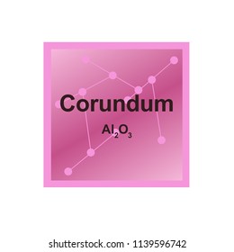 Vector Symbol Of Corundum Mineral (Al2O3) From The Mohs Scale Of Mineral Hardness On The Background From Connected Molecules