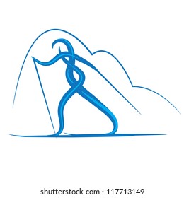 Vector symbol of cross-country skiing