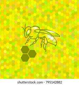Vector Symbol of Cute Bee on Yellow Background