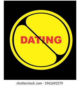 vector symbol for "DATING" prohibition, from circle shape.