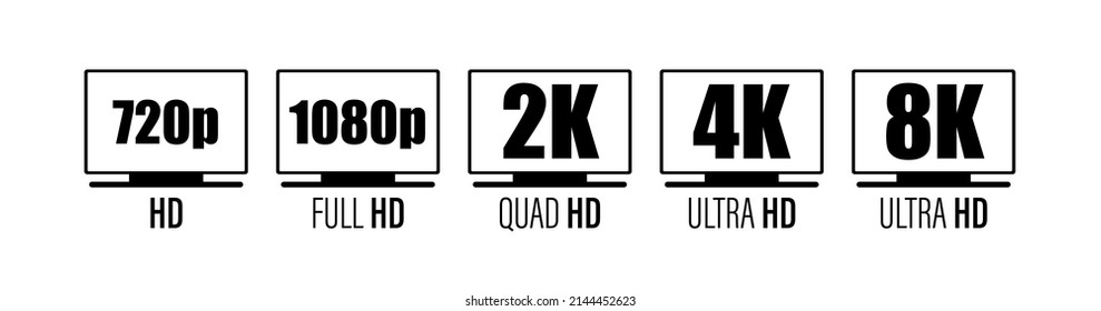 Vector Symbol Of Definition Monitor Display Resolution Standard. Flat Style Icon