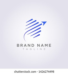 Vector Symbol Design Circle plane logo icon.