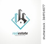 Vector symbol design for real estate company. Buildings abstract logo design template. City skyline logo layout. Home icon idea. House silhouette. Construction sign.
