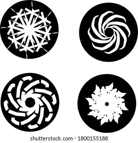 diseño de símbolos vectoriales. con formas blancas y círculos negros.