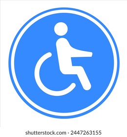 Vector symbol of disability illustration icon with colored background for toilet. Toilet pictogram