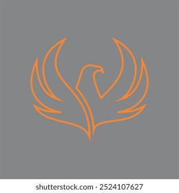 vector symbol, eagle outline icon, simple orange line art gray background