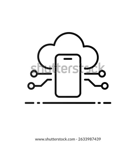 Vector Symbol of Edge AI with Cloud Nodes and Smartphone Indicating Decentralized Processing