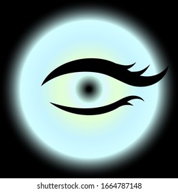 Vector symbol of the element of Air. The eye and background are formed by a radial gradient using a scale from white to blue. Image on a black background.