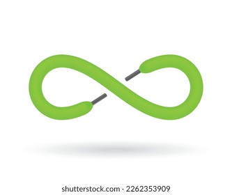 Símbolo vectorial que forma un zapato verde sin fin. Aislado sobre fondo blanco.