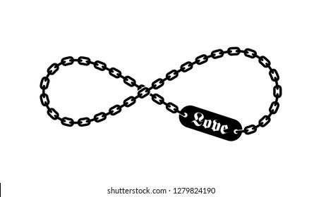 Vector symbol of endless love with chain and text - love
