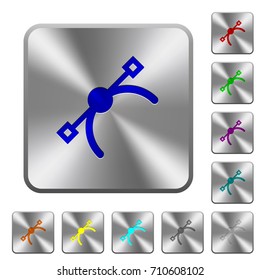 Vector symbol engraved icons on rounded square glossy steel buttons