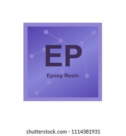 Vector symbol of Epoxy Resin (EP) polymer on the background from connected macromolecules