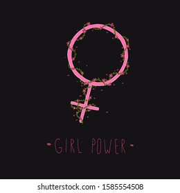 Vector symbol, feminist slogan print.