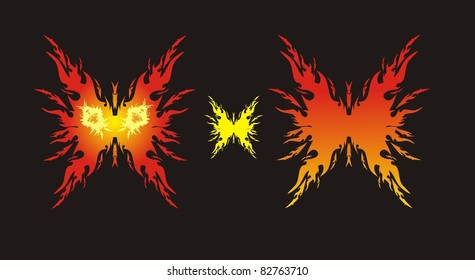 Vector symbol of the fiery butterfly