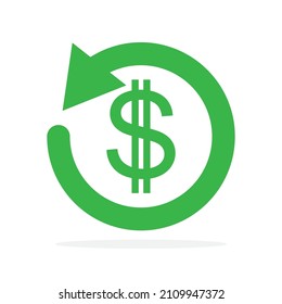 Vektorsymbol von Finanzdienstleistungen. Devisen- oder Rückzahlungssymbol einzeln. Flat rückerstatten Geld Symbol.