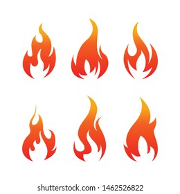 Vector symbol fire flame icon set . fire burning light effects isolated on white background