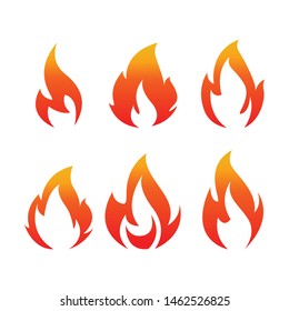 Vector symbol fire flame icon set . fire burning light effects isolated on white background