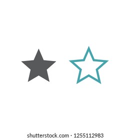 Vector symbol of a five-pointed star. Set of two vector icons. Flat design Monohrome