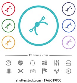 Vector symbol flat color icons in circle shape outlines. 12 bonus icons included.