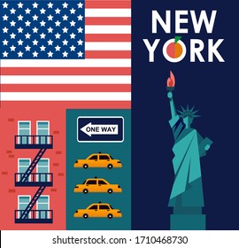 vector symbol flat style banner of NYC