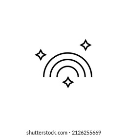 Vector symbol in flat style. Editable stroke. Perfect for internet stores, sites, articles, books etc. Line icon of stars on edges of simple monochrome rainbow 