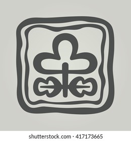 Vector symbol of flower silhouette. Modern floral icon in square frame