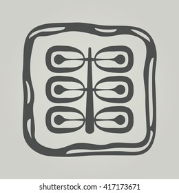 Vector symbol of flower silhouette. Modern floral icon in square frame