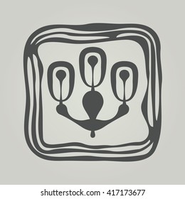 Vector symbol of flower silhouette. Modern floral icon in square frame