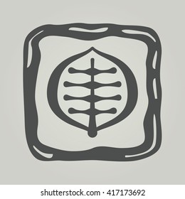 Vector symbol of flower silhouette. Modern floral icon in square frame