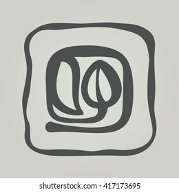 Vector symbol of flower silhouette. Modern floral icon in square frame