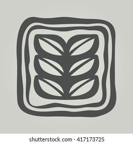 Vector symbol of flower silhouette. Modern floral icon in square frame