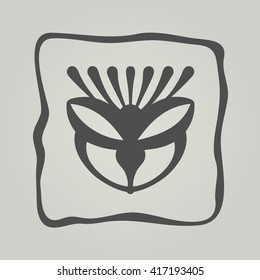 Vector symbol of flower silhouette. Modern floral icon in square frame