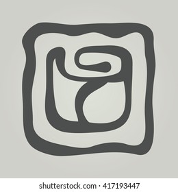 Vector symbol of flower silhouette. Modern floral icon in square frame